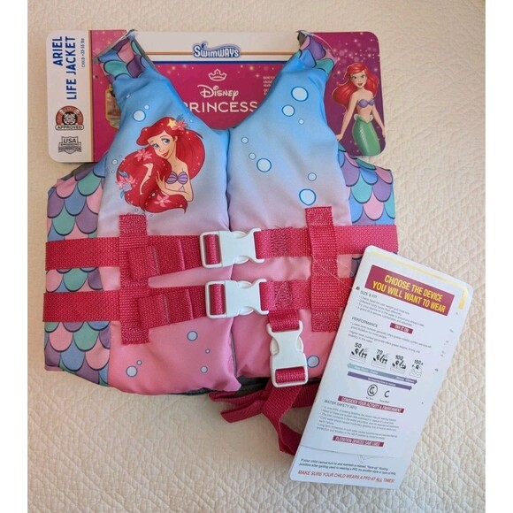 SwimWays Pink Ariel Child 33-55 Lbs U.S. Coast Guard Approved Life Jacket - Picture 1 of 5
